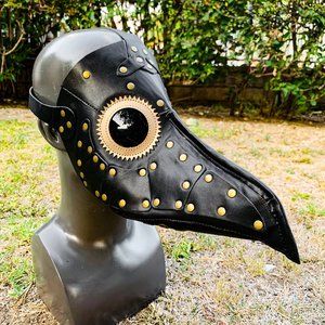 Black Steampunk Plague Doctor Mask Full Face
